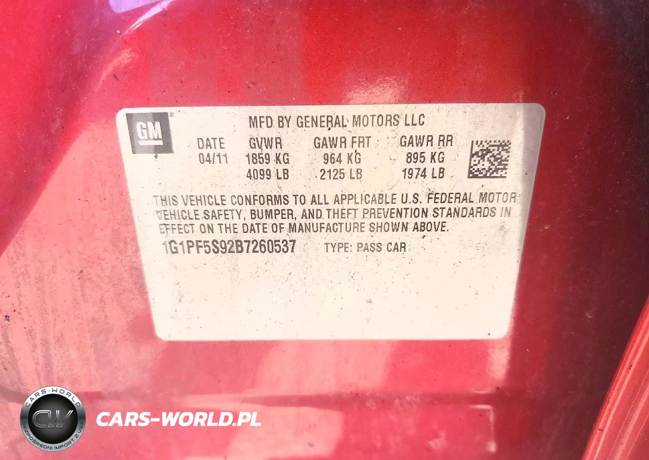 2011 Chevrolet Cruze Lt VIN:1G1PF5S92B7260537 - 12