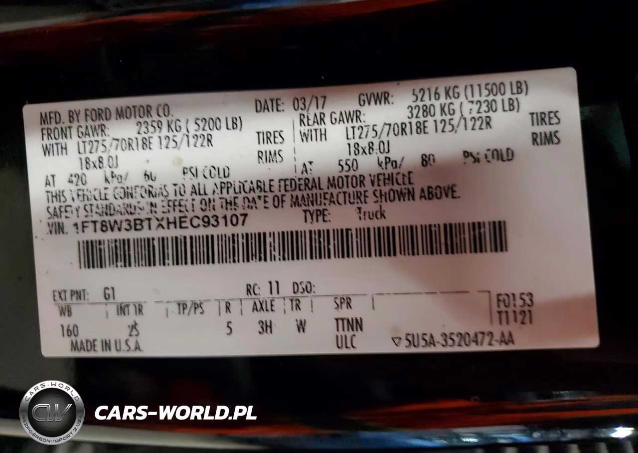 2017 Ford F350 Super Duty VIN:1FT8W3BTXHEC93107 - 12