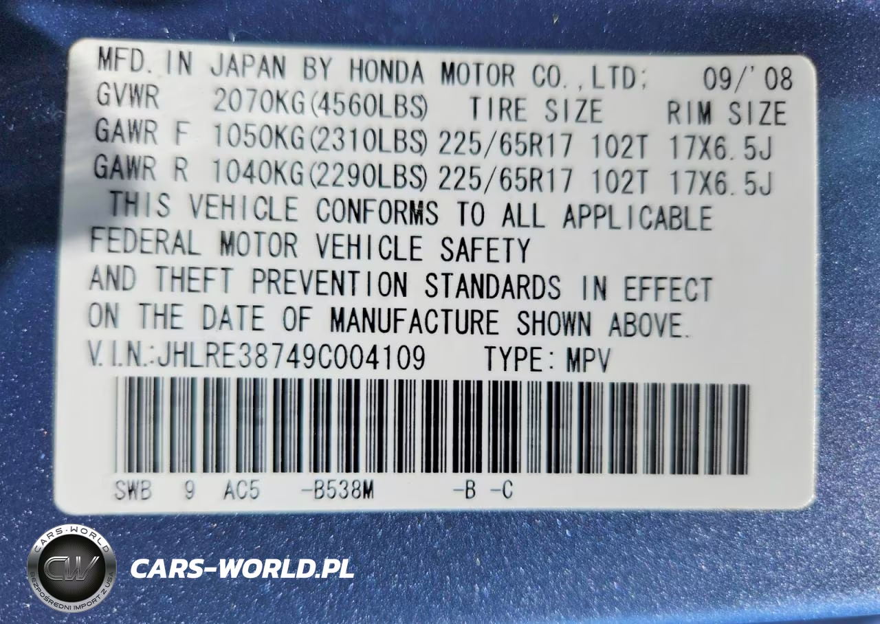 2009 Honda Cr-V Ex-L VIN:JHLRE38749C004109 - 13