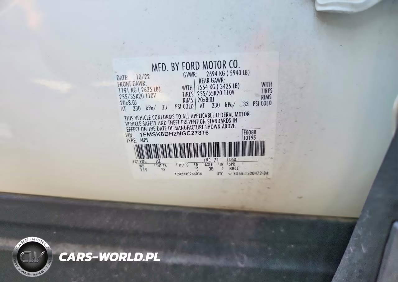 2022 Ford Explorer Xlt VIN:1FMSK8DH2NGC27816 - 12