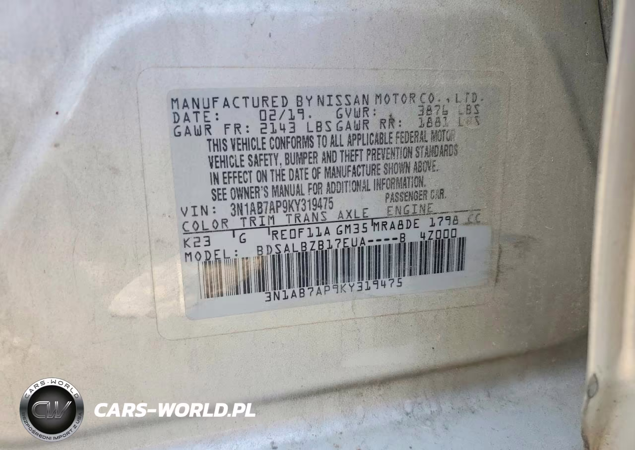 2019 Nissan Sentra S VIN:3N1AB7AP9KY319475 - 13