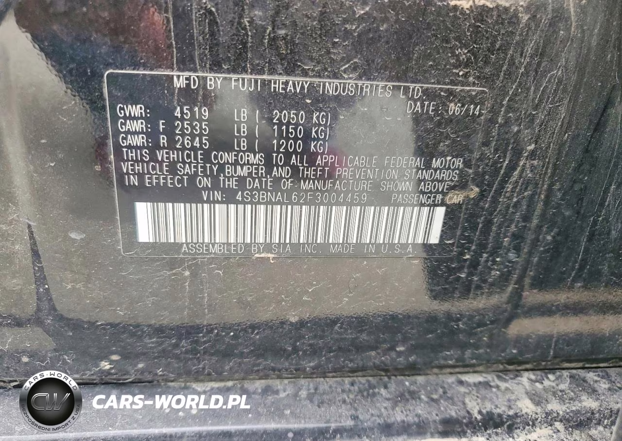 2015 Subaru Legacy 2.5I Limited VIN:4S3BNAL62F3004459 - 12