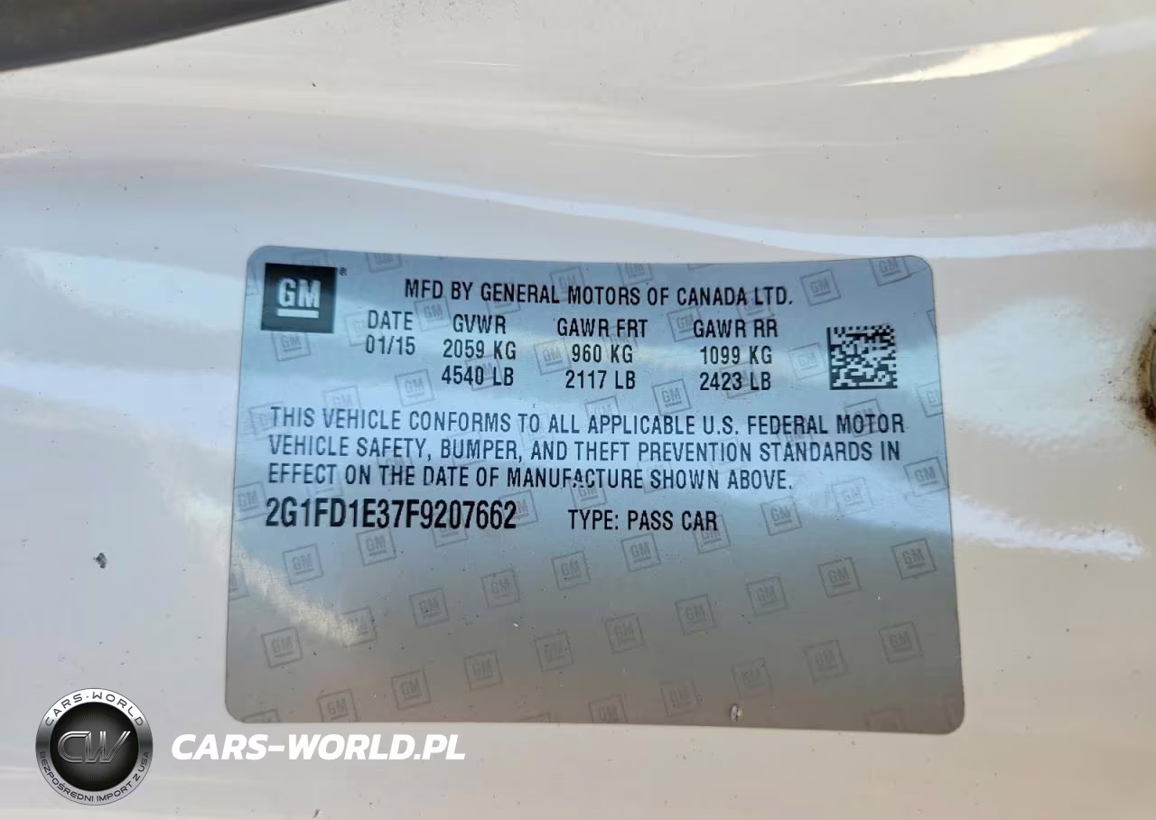 2015 Chevrolet Camaro Lt VIN:2G1FD1E37F9207662 - 12