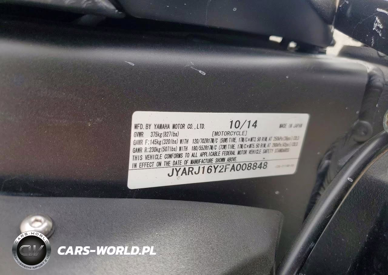 2015 Yamaha Yzfr6 C VIN:JYARJ16Y2FA008848 - 8