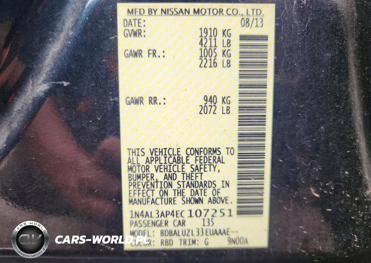 2014 Nissan Altima 2.5 Sv VIN:1N4AL3AP4EC107251 - 13