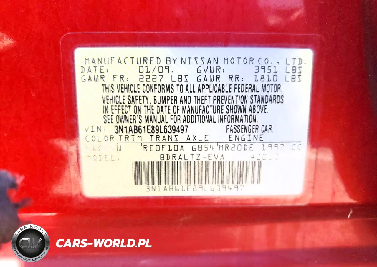 2009 Nissan Sentra 2.0 VIN:3N1AB61E89L639497 - 12