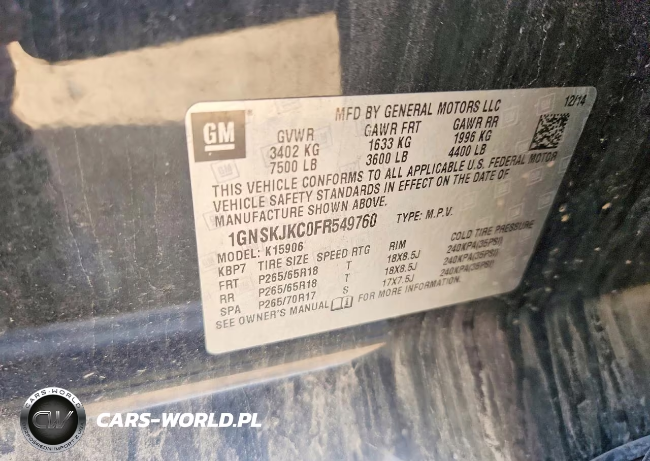 2015 Chevrolet Suburban K1500 Lt VIN:1GNSKJKC0FR549760 - 13