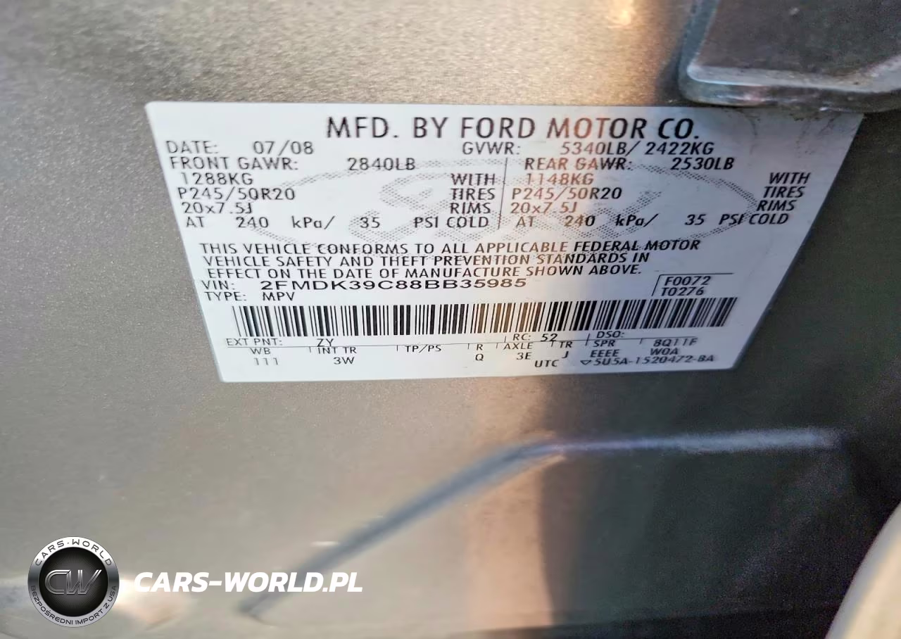 2008 Ford Edge Limited VIN:2FMDK39C88BB35985 - 13