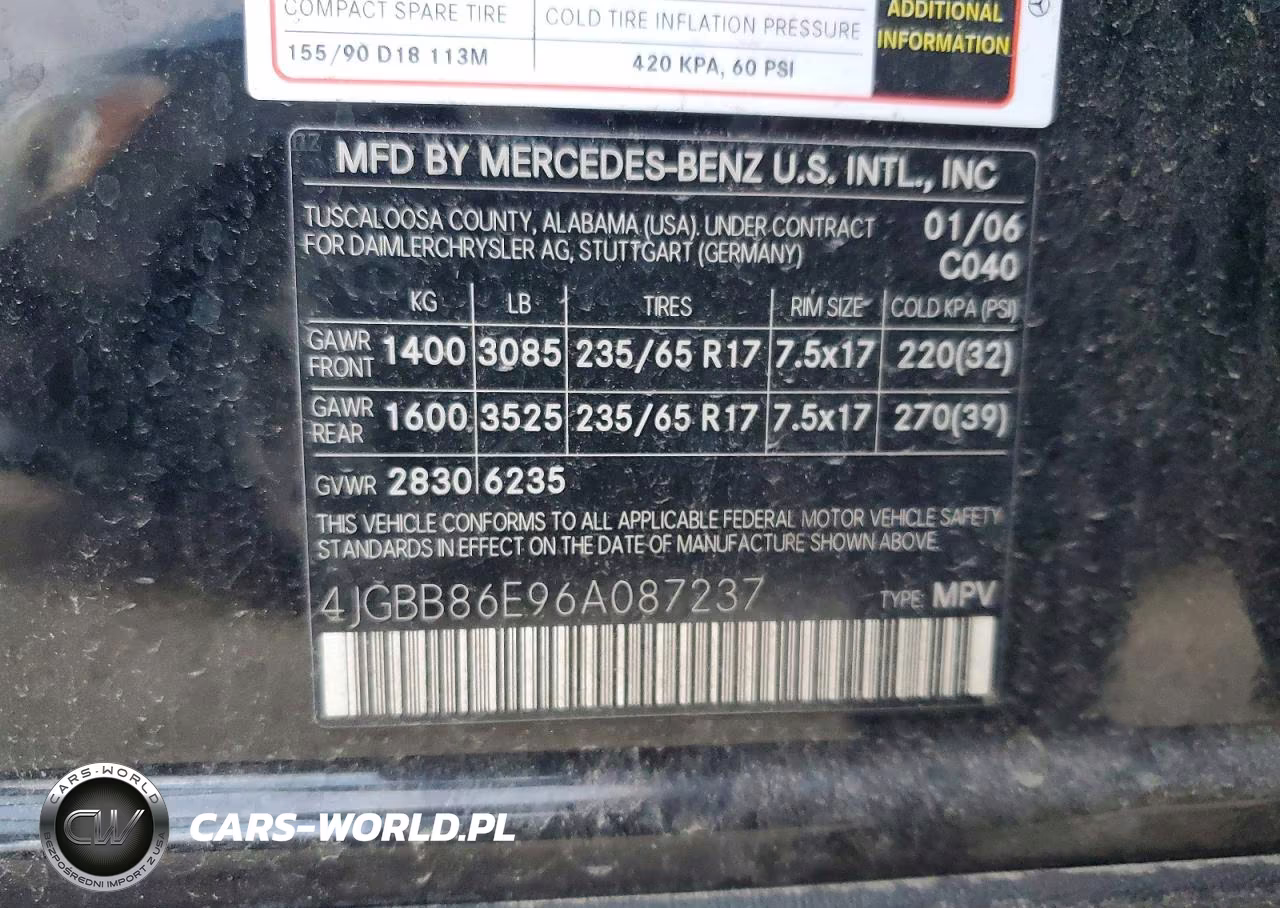2006 Mercedes-Benz Ml 350 VIN:4JGBB86E96A087237 - 13