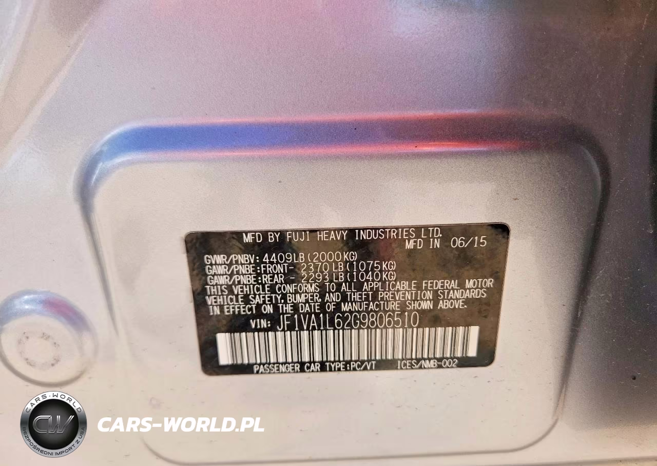 2016 Subaru Wrx Limited VIN:JF1VA1L62G9806510 - 12