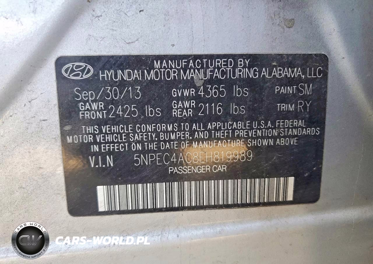 2014 Hyundai Sonata Limited VIN:5NPEC4AC8EH819989 - 12