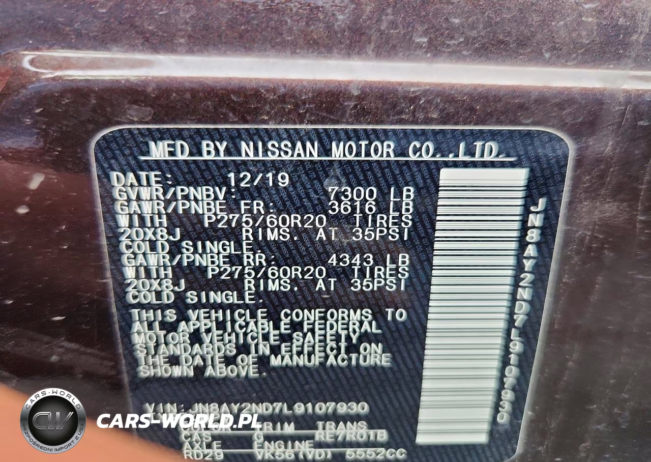 2020 Nissan Armada Sl VIN:JN8AY2ND7L9107930 - 12