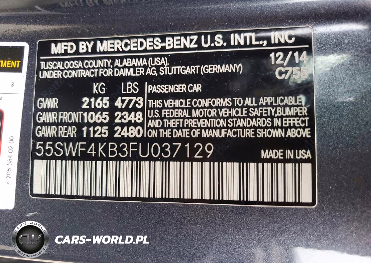 2015 Mercedes-Benz C 300 4Matic VIN:55SWF4KB3FU037129 - 12