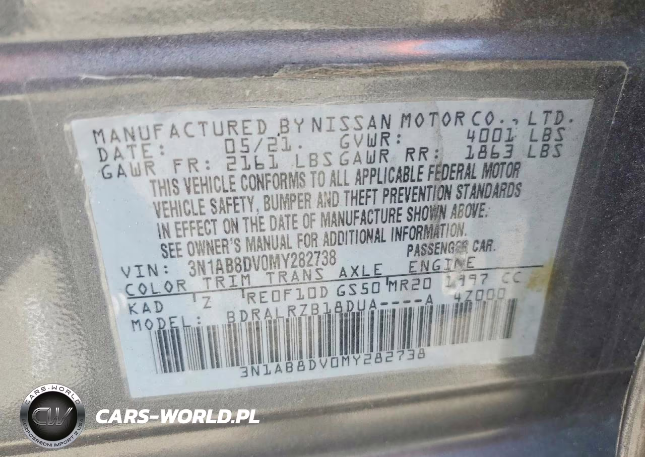 2021 Nissan Sentra Sr VIN:3N1AB8DV0MY282738 - 12