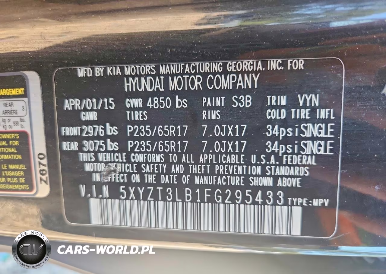 2015 Hyundai Santa Fe Sport 2.4L VIN:5XYZT3LB1FG295433 - 13