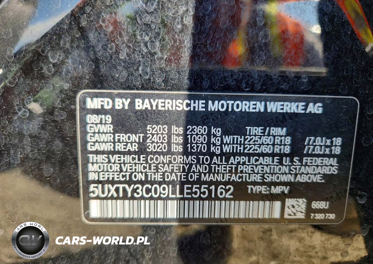2020 BMW X3 Sdrive30I VIN:5UXTY3C09LLE55162 - 12