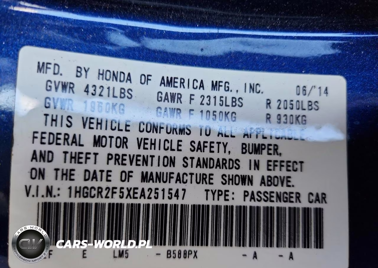 2014 Honda Accord Sport VIN:1HGCR2F5XEA251547 - 13