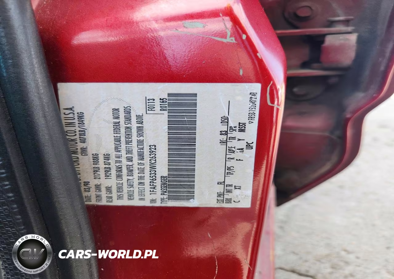 1998 Ford Contour Base VIN:1FAFP6533WK263923 - 12