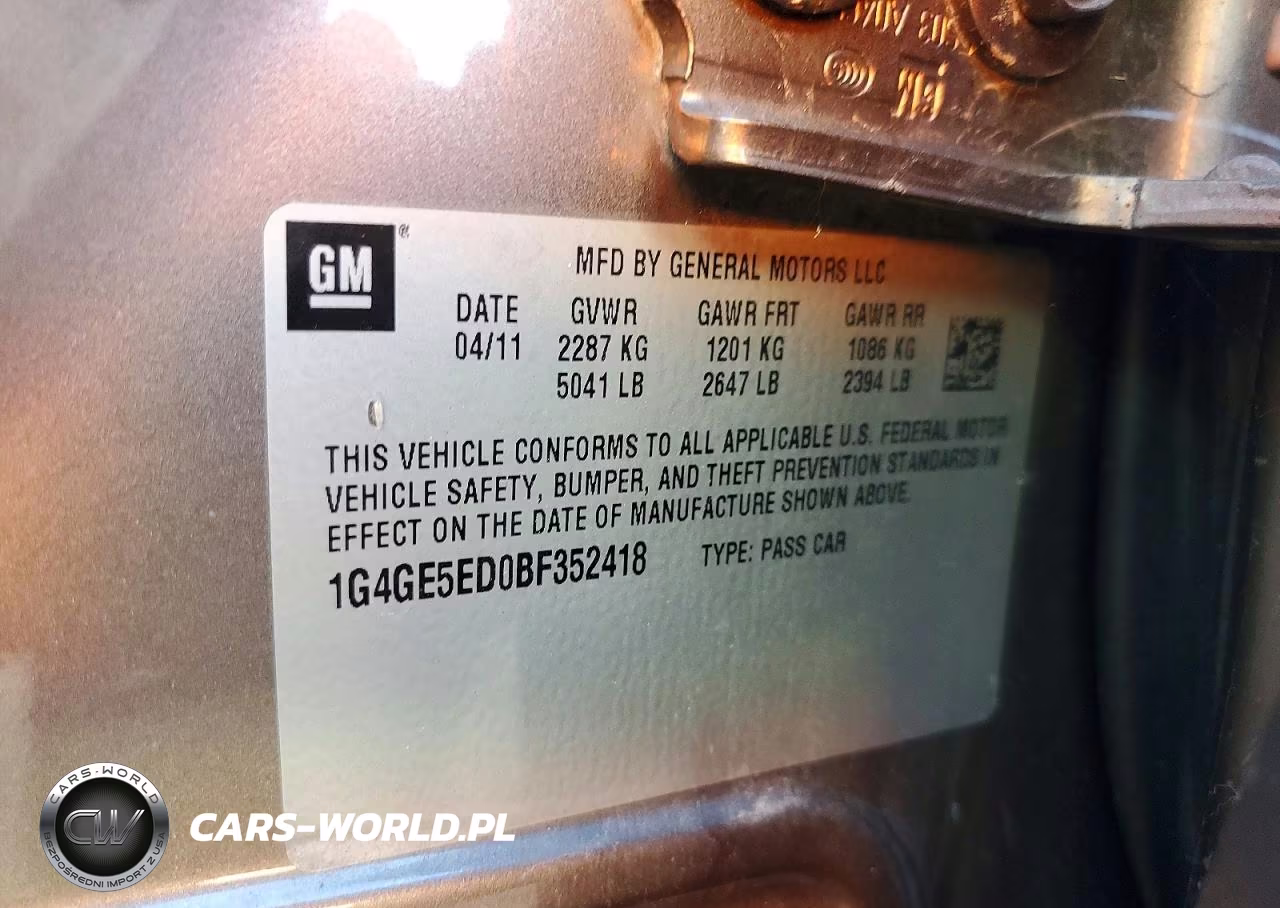 2011 Buick Lacrosse Cxs VIN:1G4GE5ED0BF352418 - 12