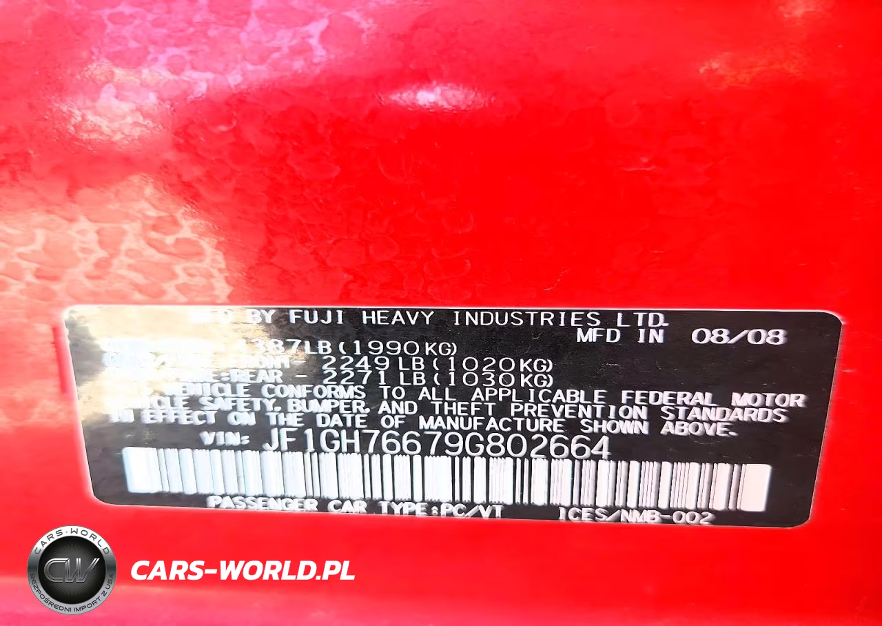 2009 Subaru Impreza Wrx VIN:JF1GH76679G802664 - 12