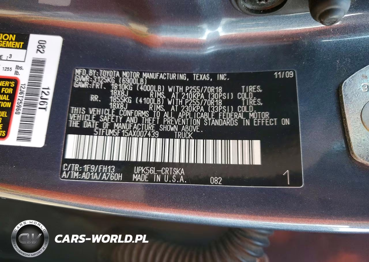 2010 Toyota Tundra Double Cab Sr5 VIN:5TFUM5F15AX007439 - 12