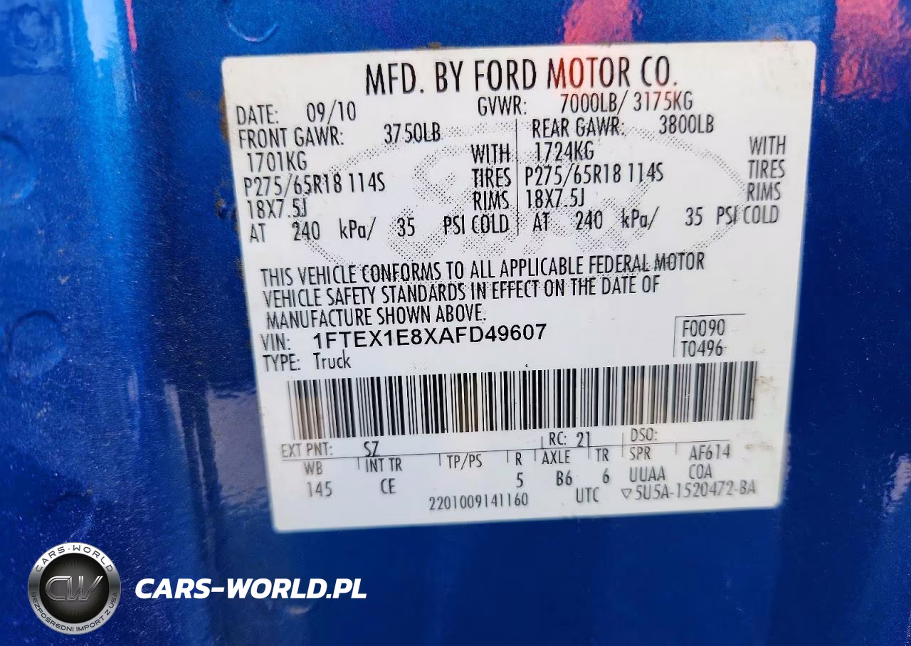 2010 Ford F150 Super Cab VIN:1FTEX1E8XAFD49607 - 12