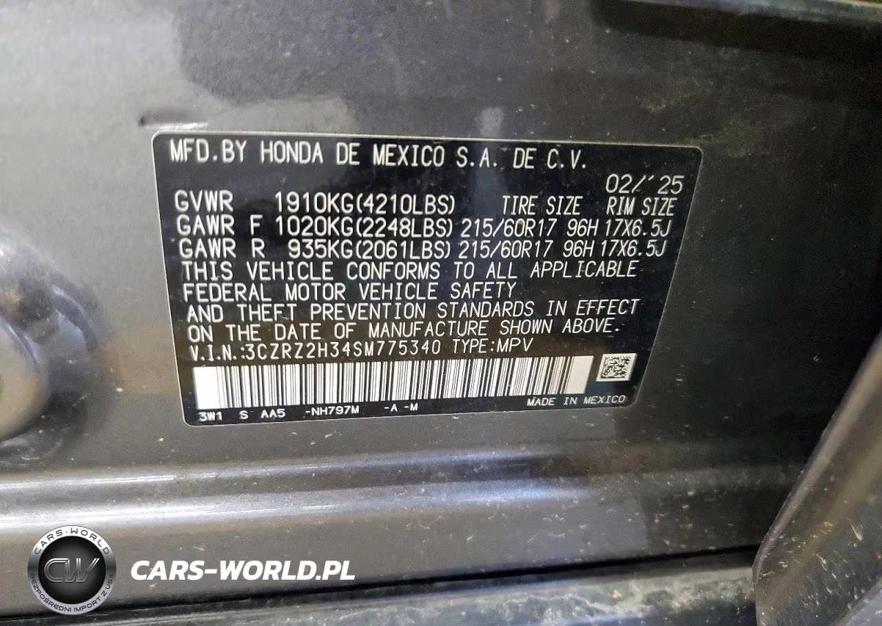2025 Honda Hr-V Lx VIN:3CZRZ2H34SM775340 - 13