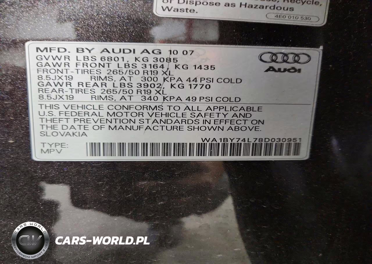 2008 Audi Q7 3.6 Quattro Premium VIN:WA1BY74L78D030951 - 13