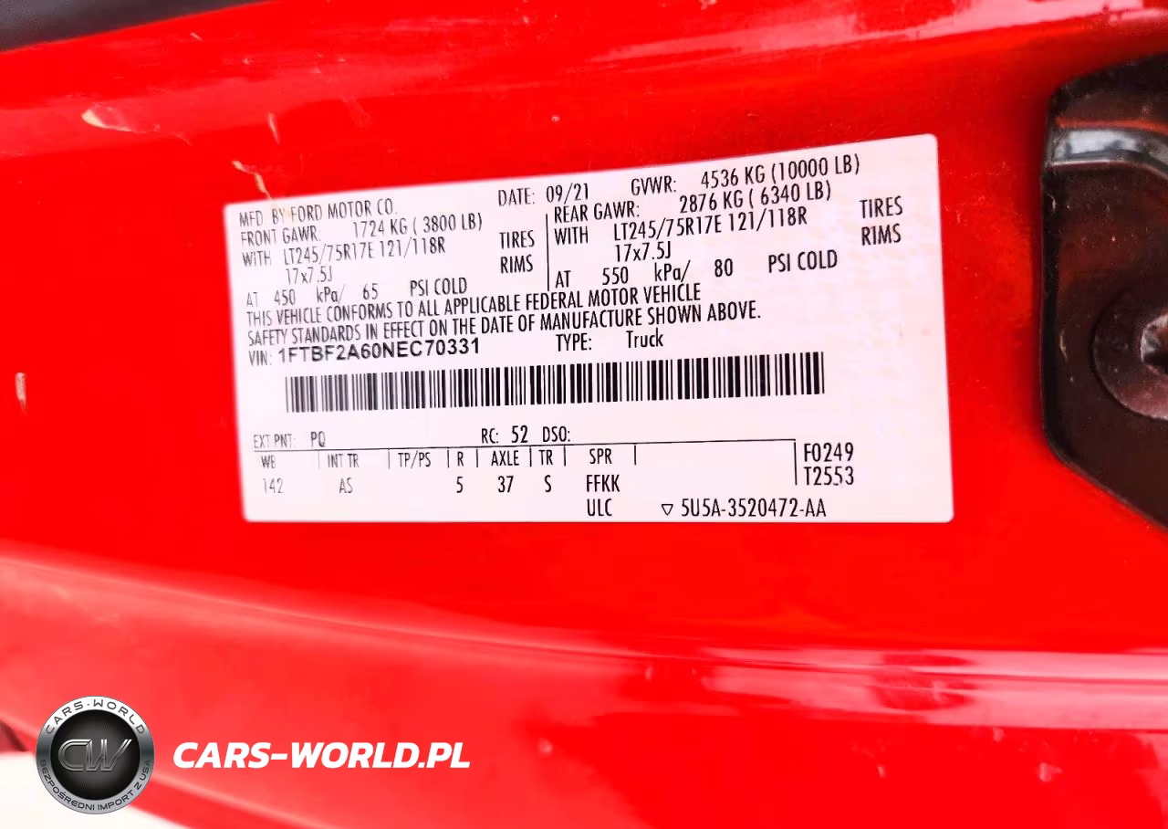 2022 Ford F250 Super Duty VIN:1FTBF2A60NEC70331 - 12