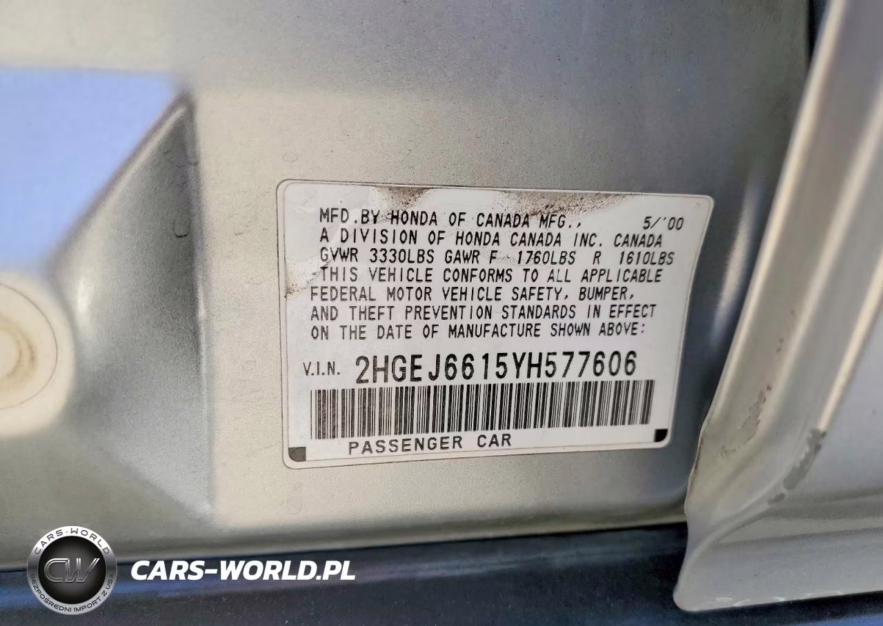 2000 Honda Civic Base VIN:2HGEJ6615YH577606 - 12