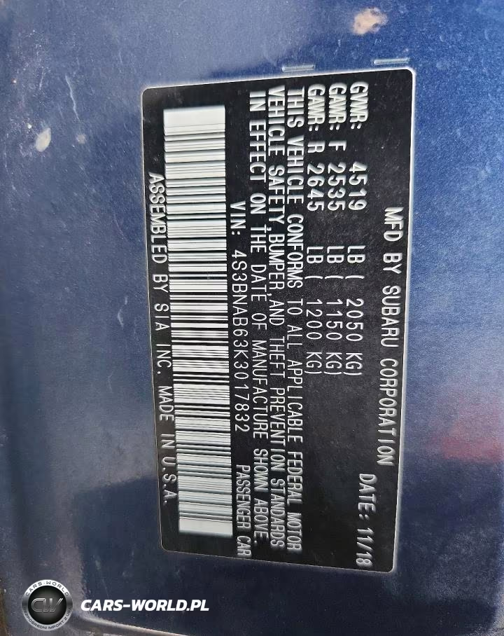 2019 Subaru Legacy 2.5I VIN:4S3BNAB63K3017832 - 12