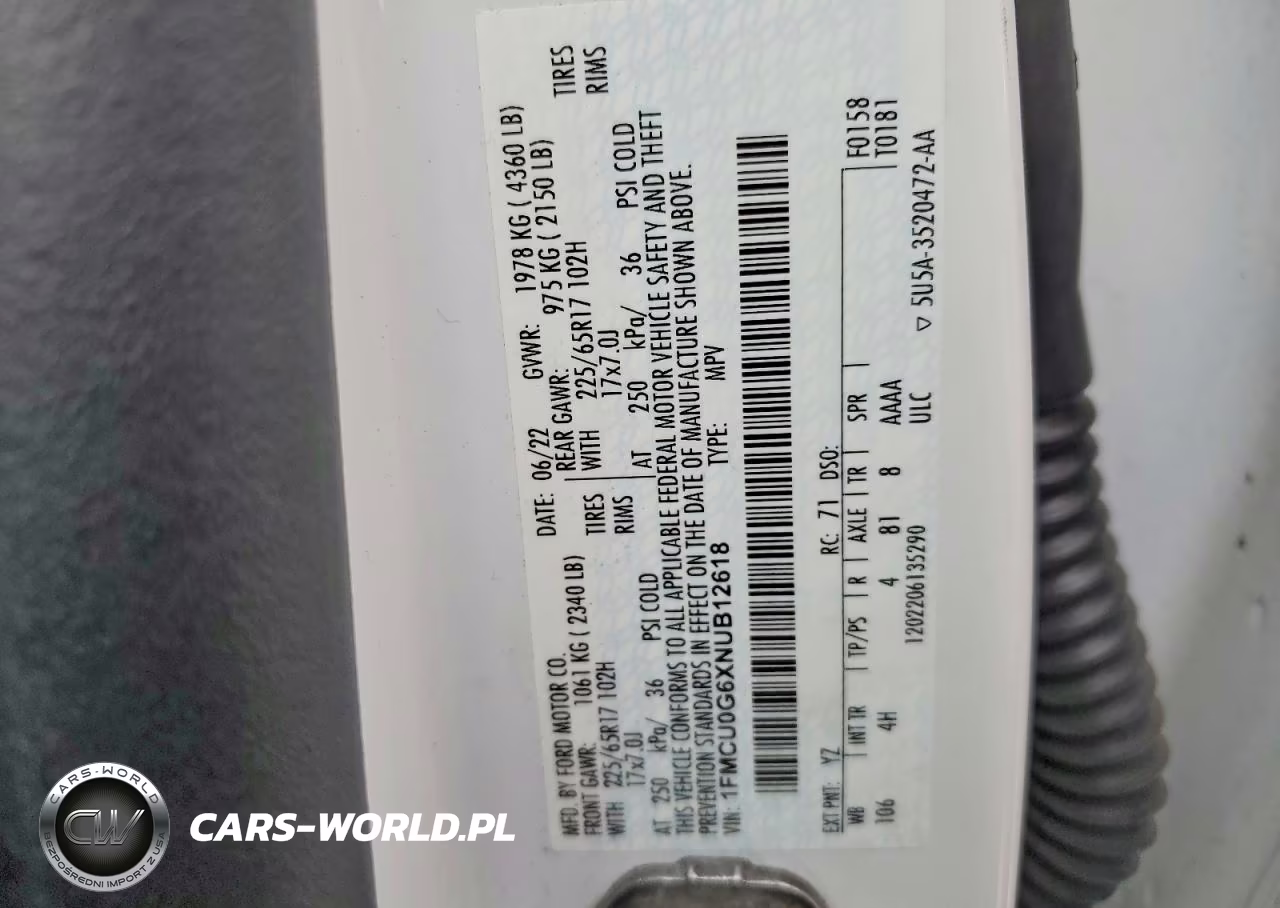 2022 Ford Escape Se VIN:1FMCU0G6XNUB12618 - 13