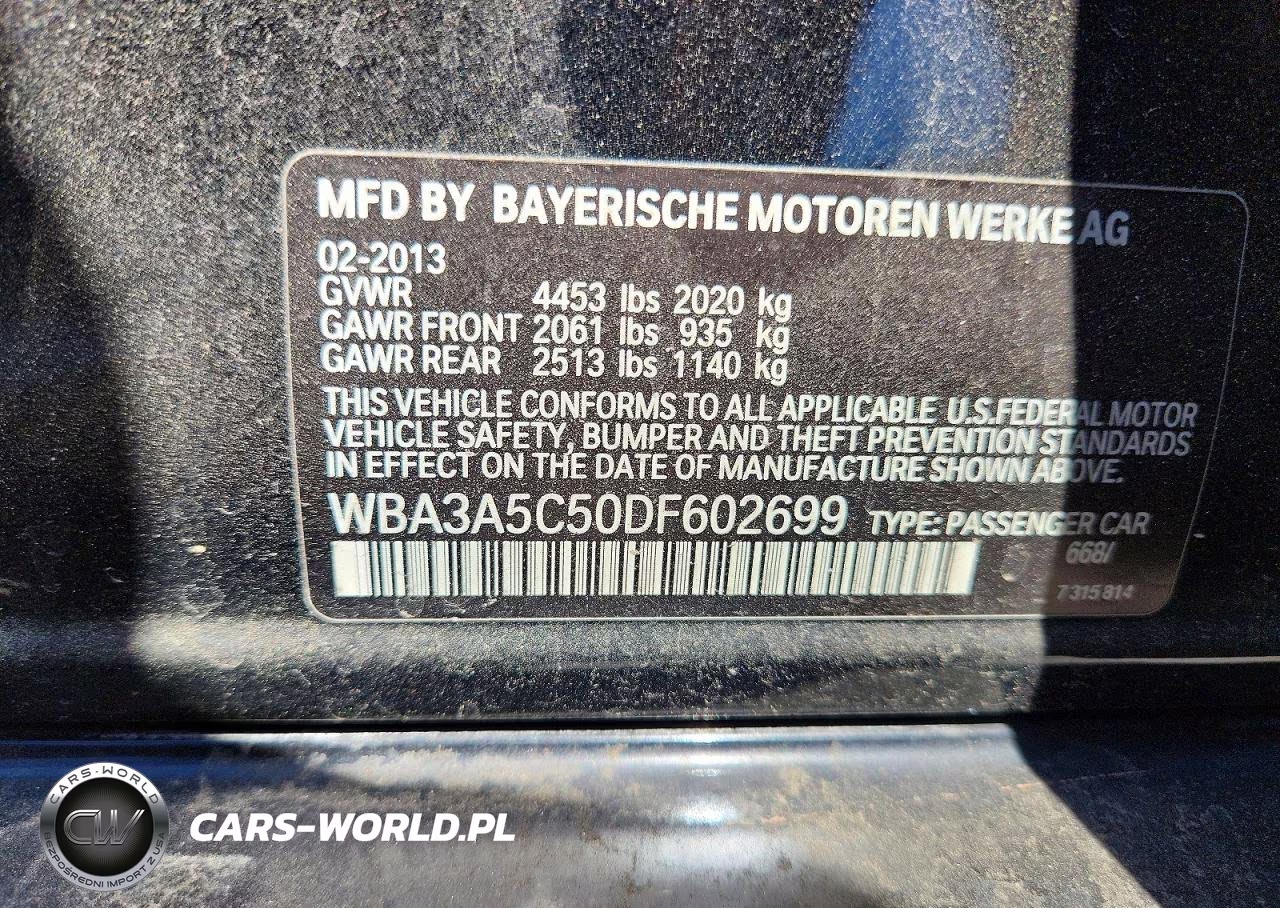 2013 BMW 328 I VIN:WBA3A5C50DF602699 - 12