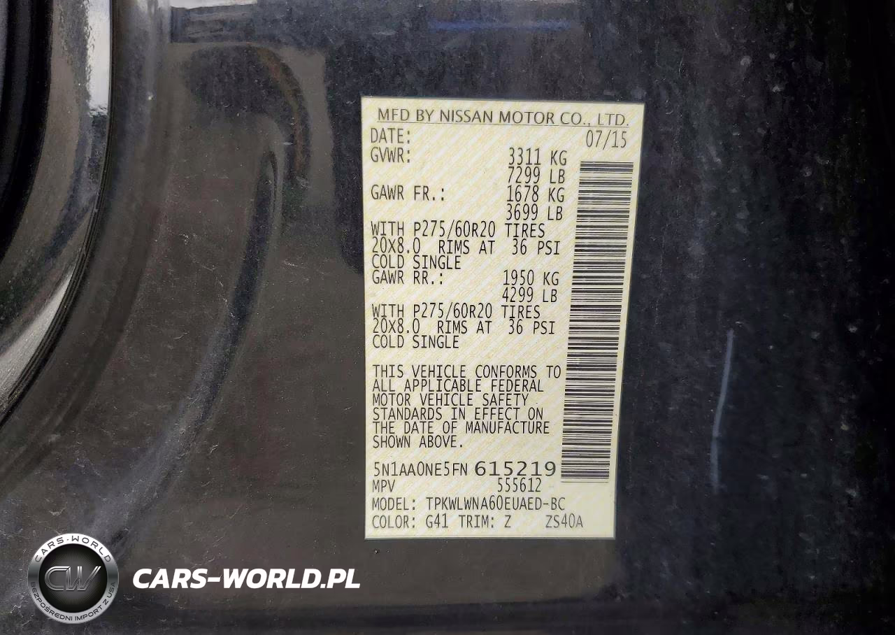 2015 Nissan Armada Platinum VIN:5N1AA0NE5FN615219 - 12