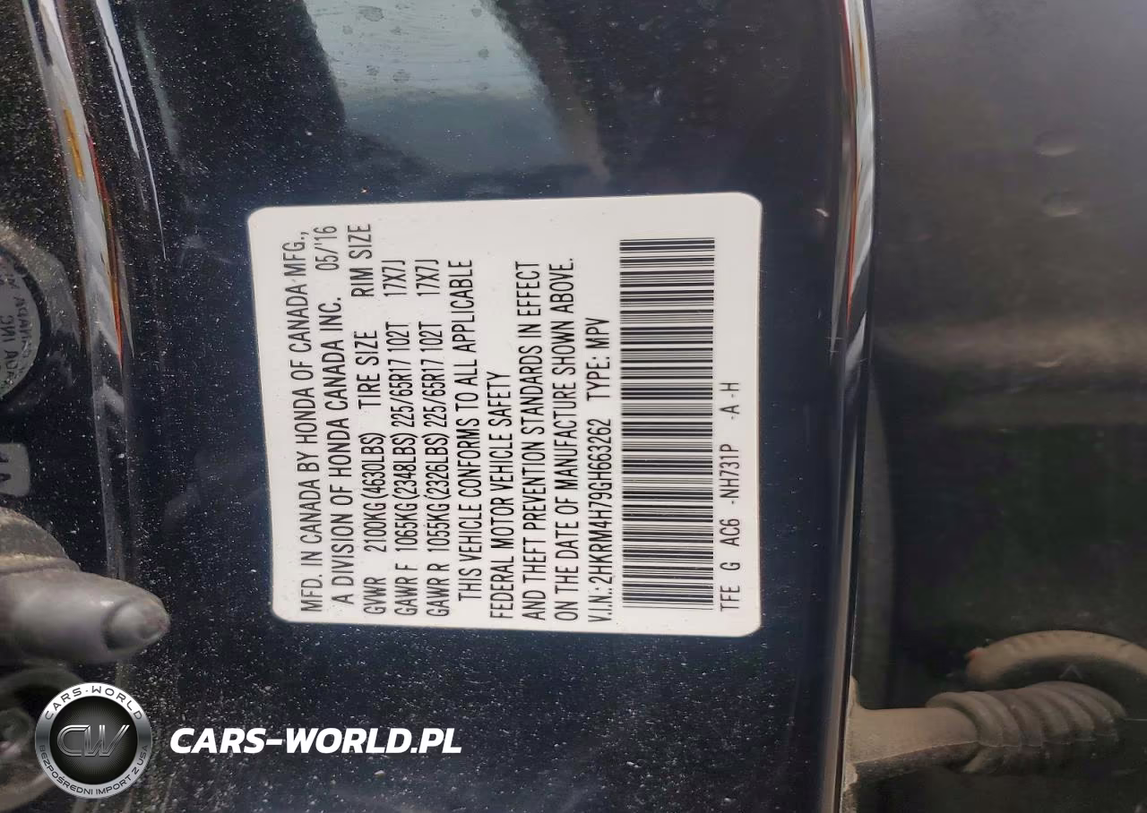 2016 Honda Cr-V Exl VIN:2HKRM4H79GH663262 - 12