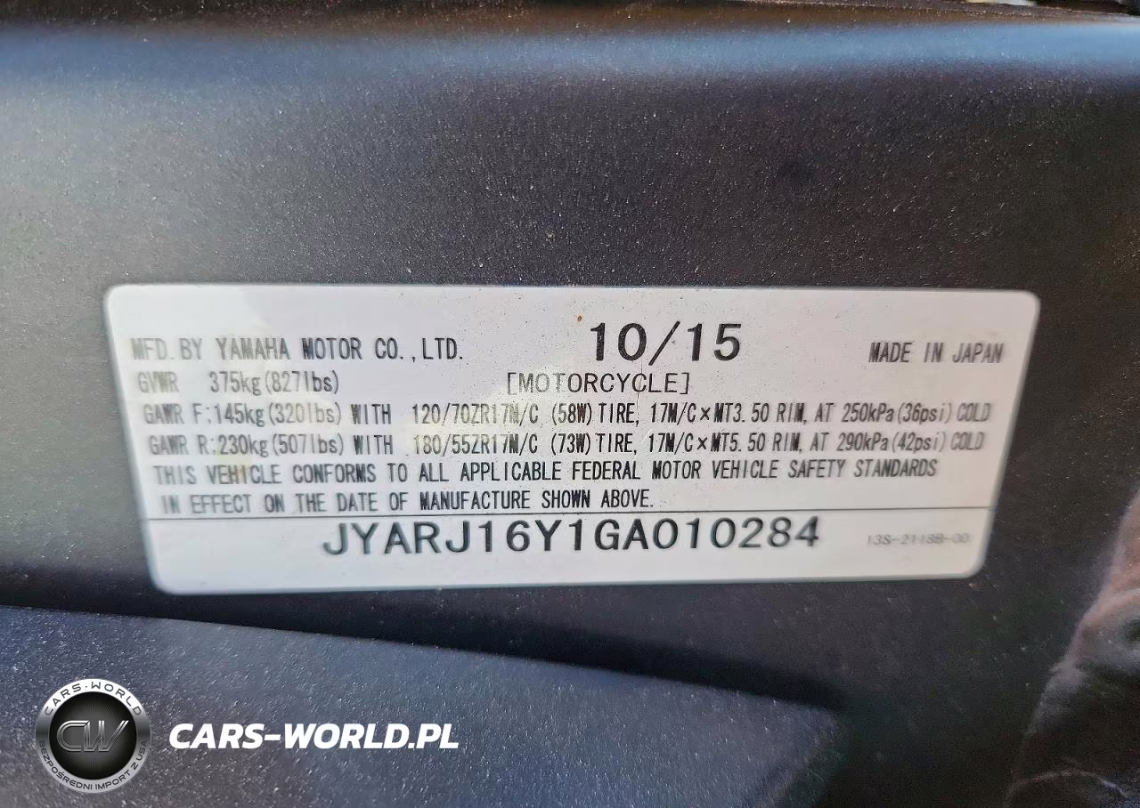2016 Yamaha Yzfr6 C VIN:JYARJ16Y1GA010284 - 9