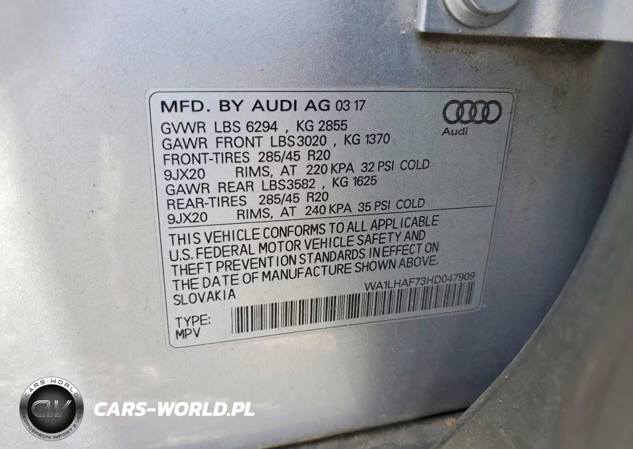 2017 Audi Q7 Premium Plus VIN:WA1LHAF73HD047909 - 13