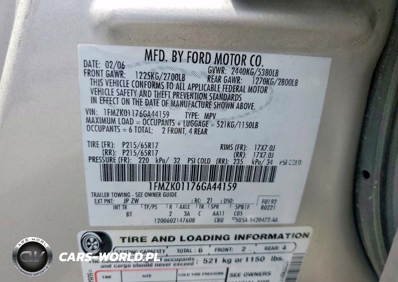 2006 Ford Freestyle Se VIN:1FMZK01176GA44159 - 13