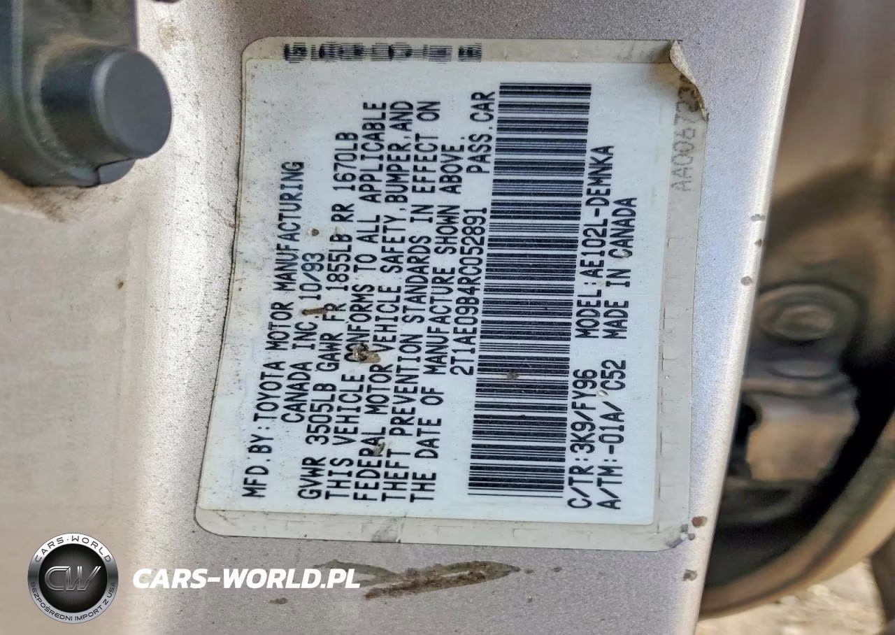 1994 Toyota Corolla Dx VIN:2T1AE09B4RC052891 - 13