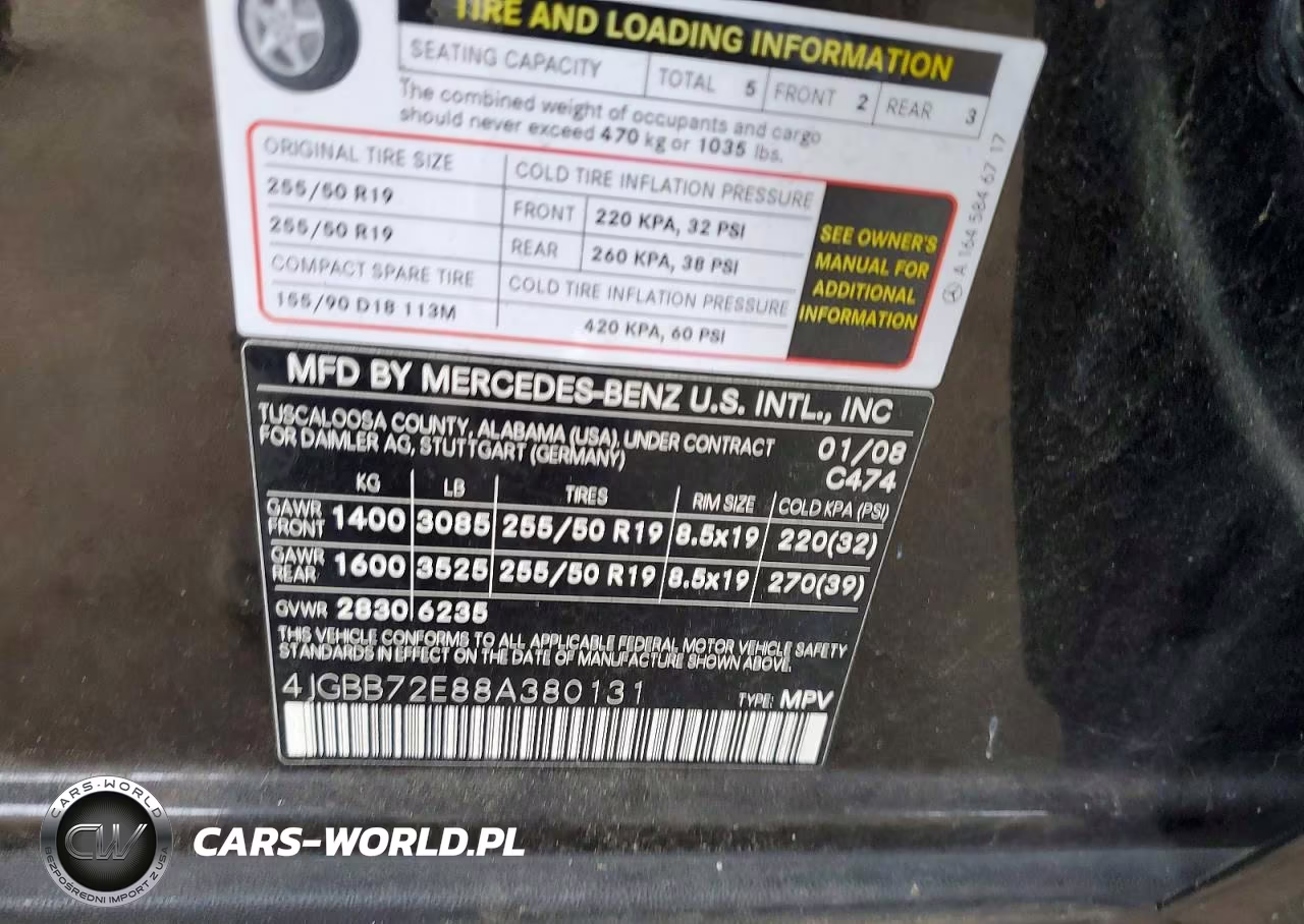 2008 Merz M Class Ml550 4D Suv VIN:4JGBB72E88A380131 - 12