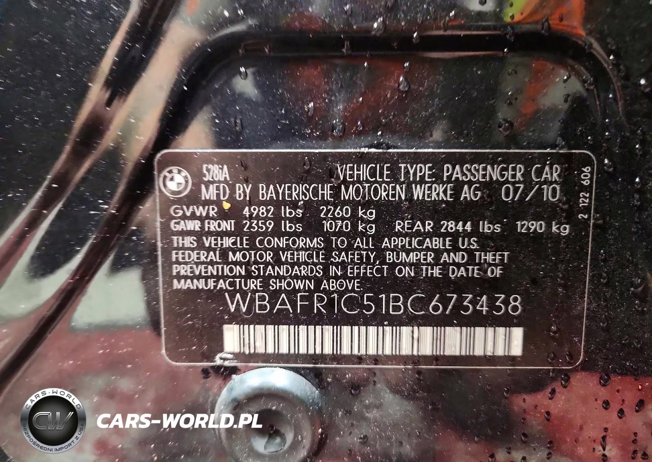 2011 BMW 528 I VIN:WBAFR1C51BC673438 - 12