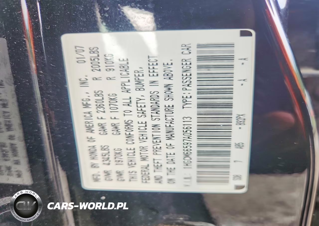 2007 Honda Accord Ex VIN:1HGCM66597A056113 - 12