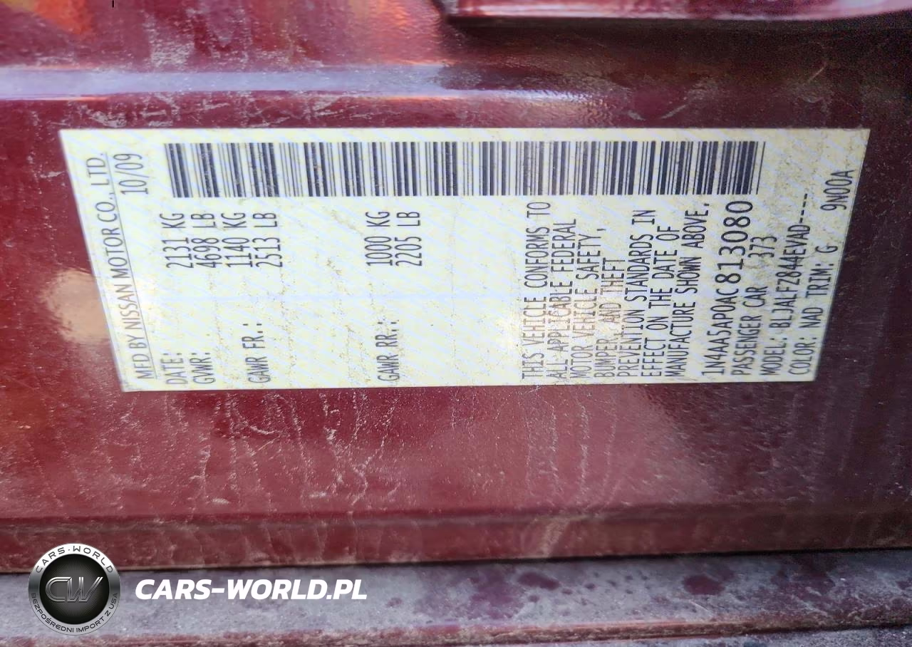 2010 Nissan Maxima 3.5 S VIN:1N4AA5AP0AC813080 - 12