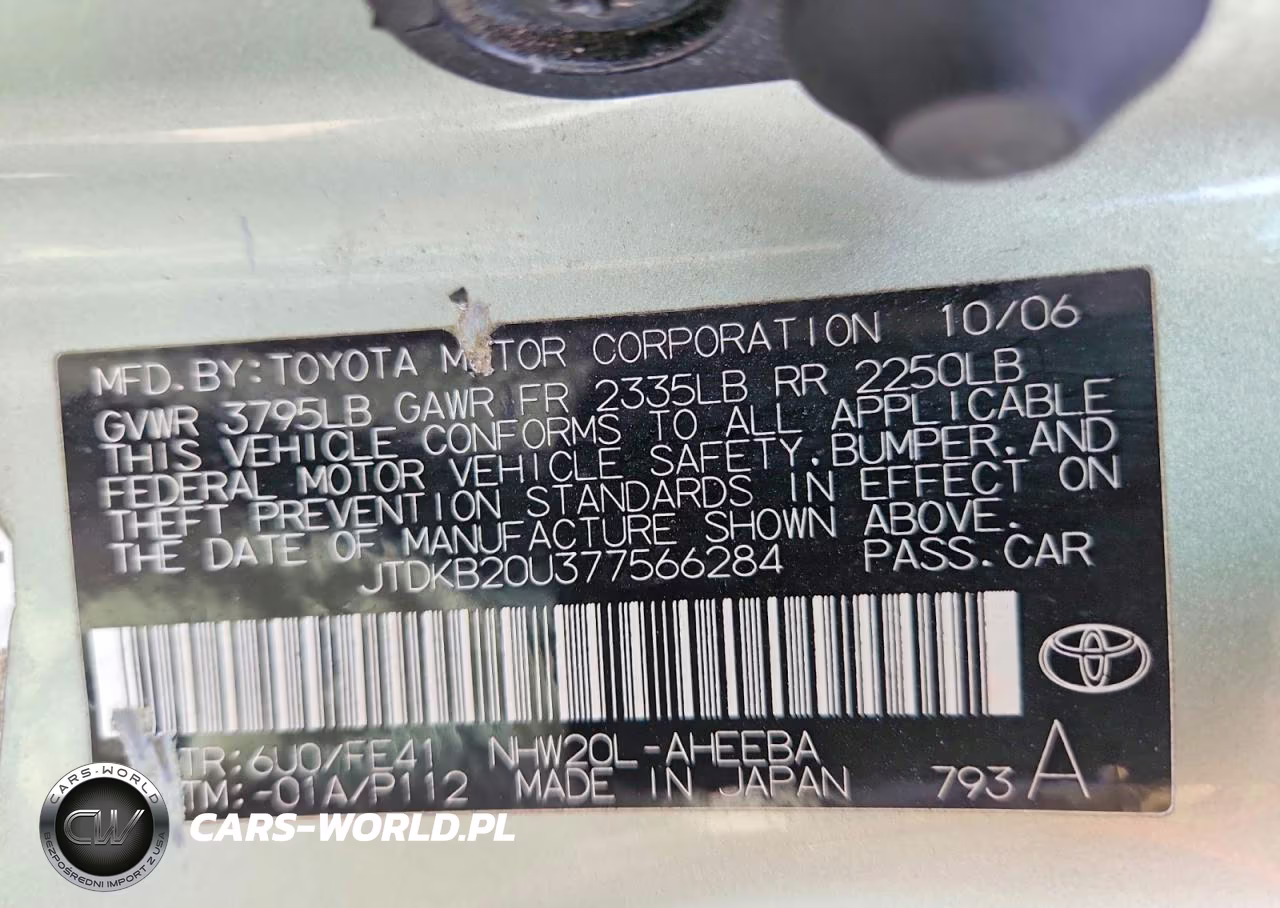 2007 Toyota Prius Base VIN:JTDKB20U377566284 - 13