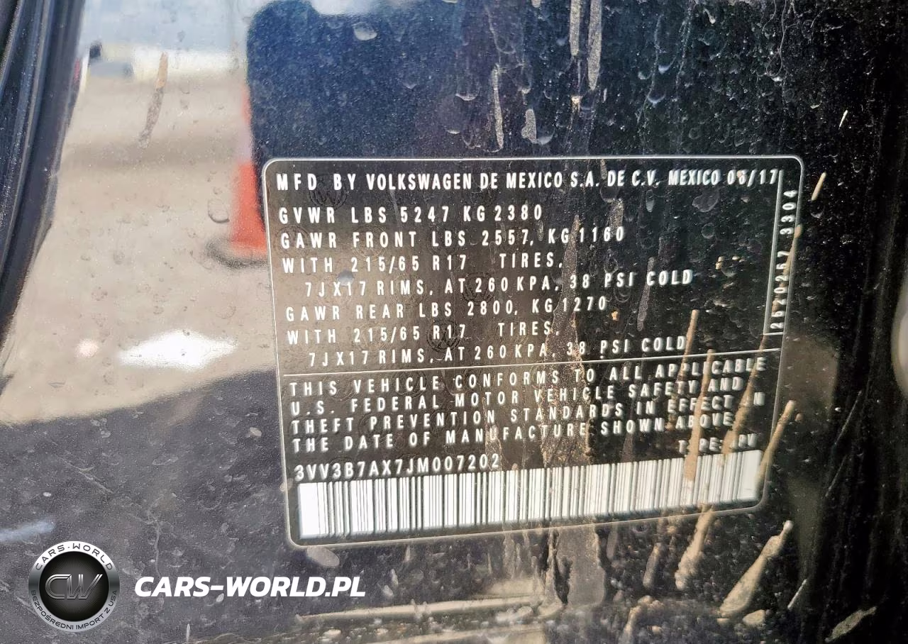 2018 Volkswagen Tiguan Se VIN:3VV3B7AX7JM007202 - 12