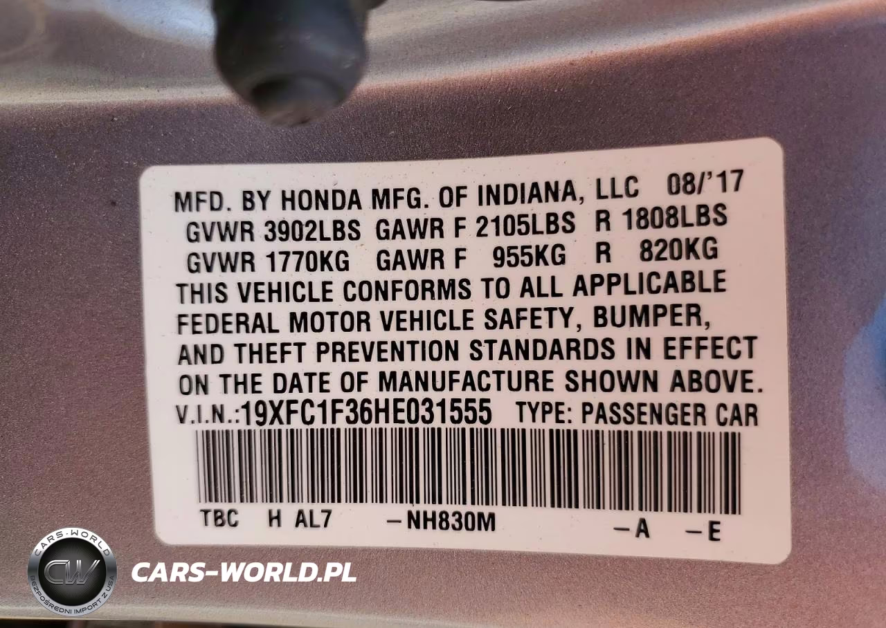 2017 Honda Civic Ex VIN:19XFC1F36HE031555 - 12