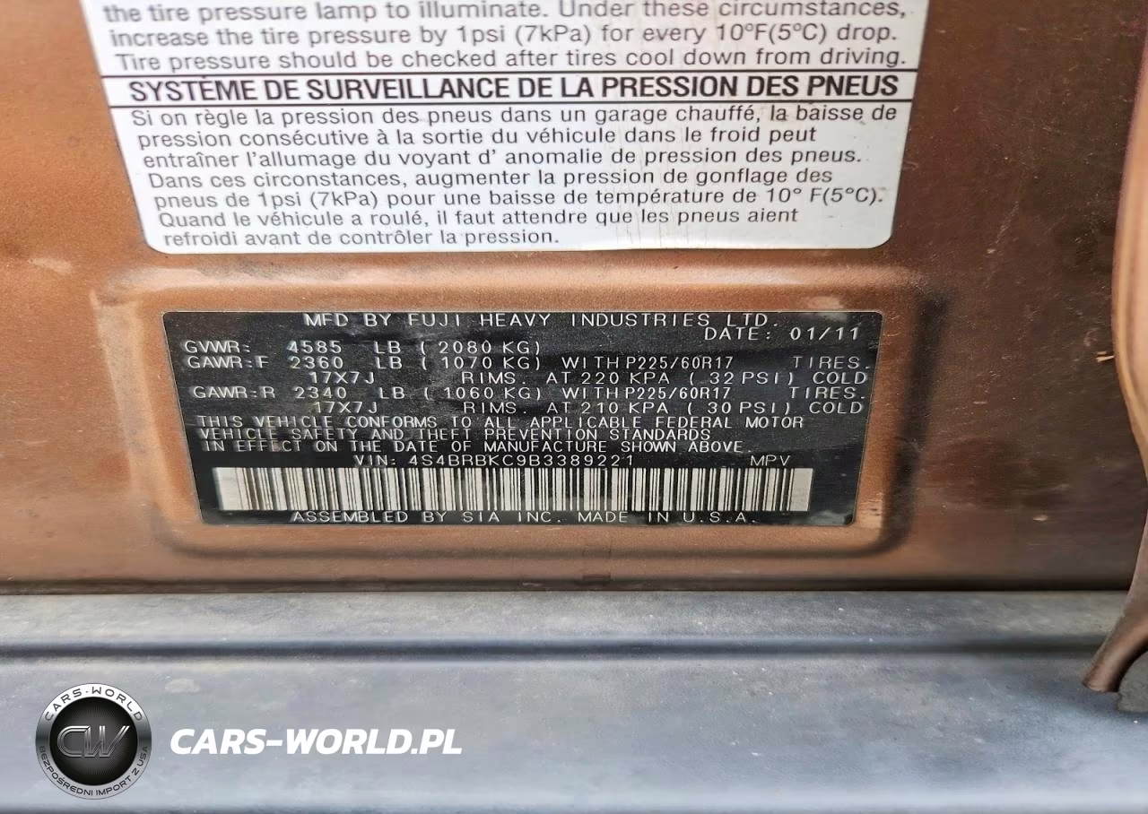 2011 Subaru Outback 2.5I Limited VIN:4S4BRBKC9B3389221 - 14