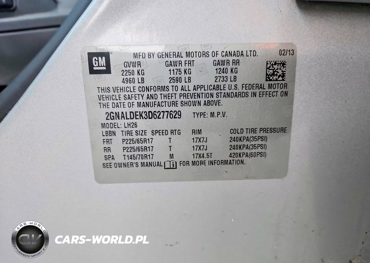 2013 Chevrolet Equinox Lt VIN:2GNALDEK3D6277629 - 13