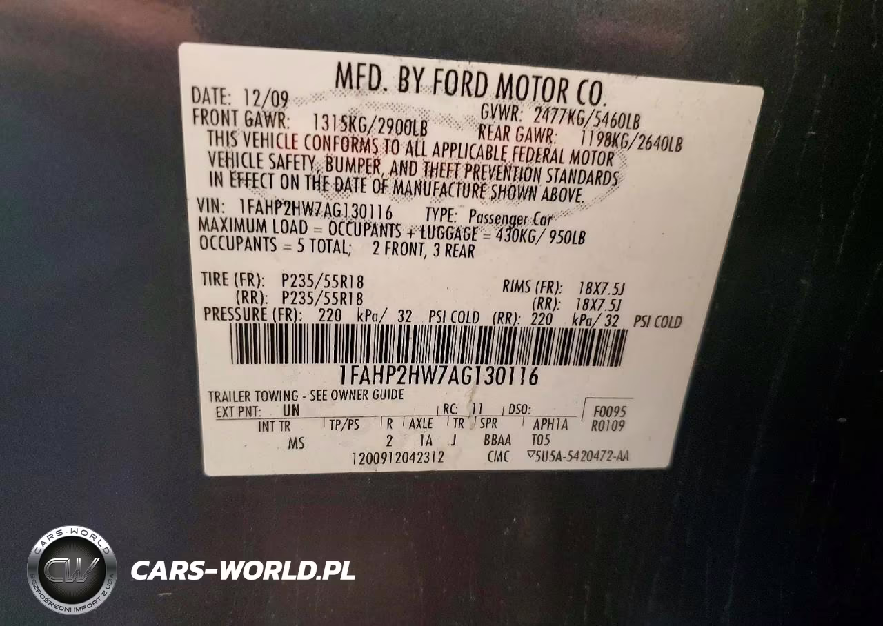 2010 Ford Taurus Sel VIN:1FAHP2HW7AG130116 - 12