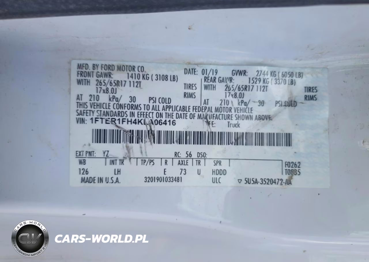 2019 Ford Ranger Xl VIN:1FTER1FH4KLA06416 - 12